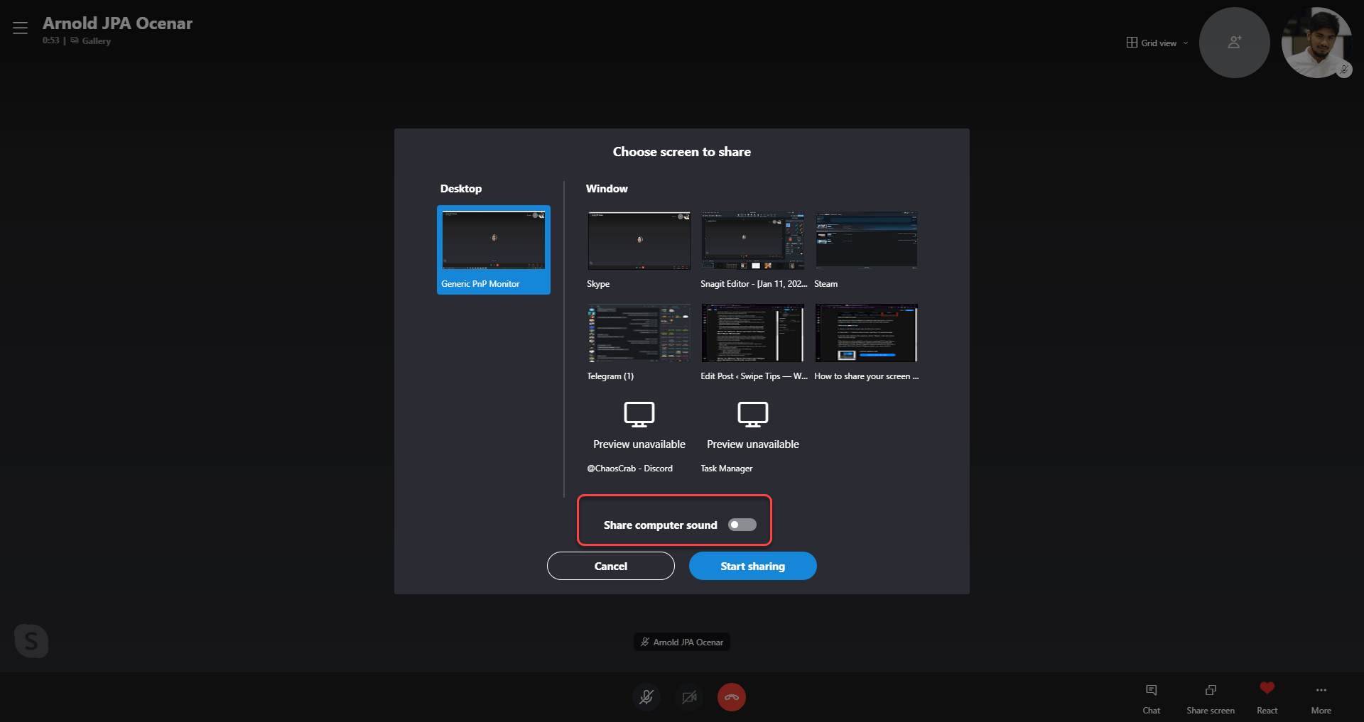 turn on mac audio for skype